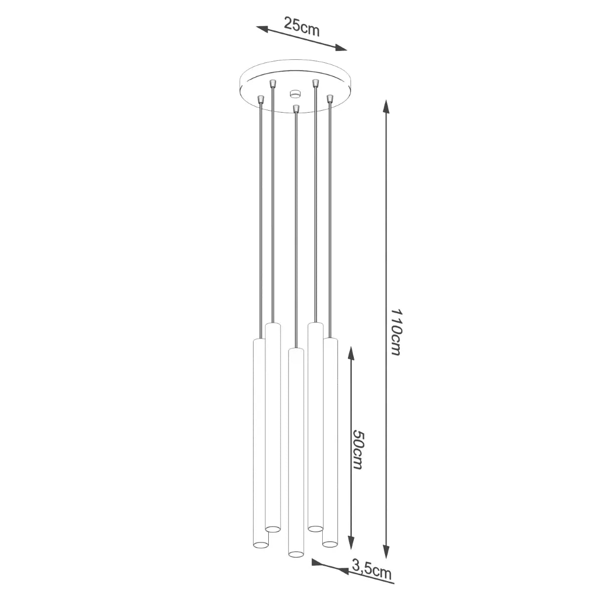 Hanglamp Slim Tube 5P – Grijs & Beton