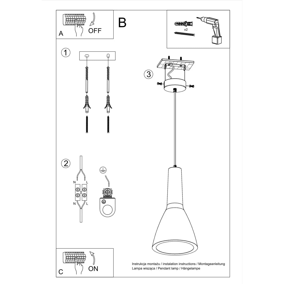 Pendelleuchte Stone Slim – Grauer Beton