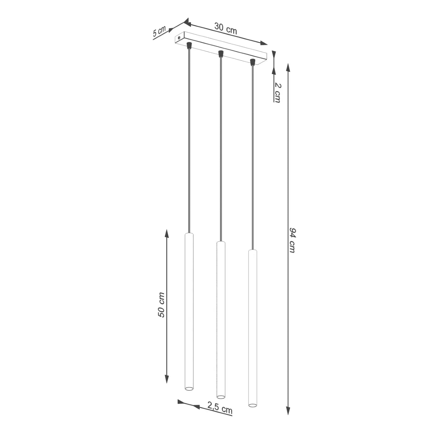 Pendelleuchte Matita 3 – Beige & Stahl
