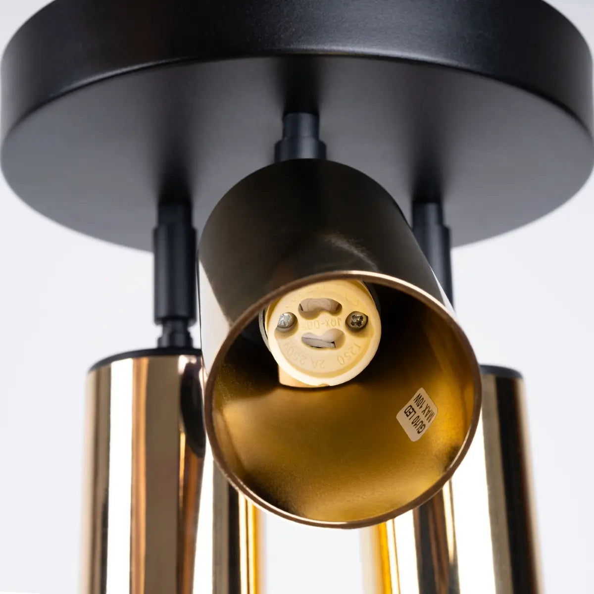 Plafondlamp Tube 3R – Zwart & Goud & Staal
