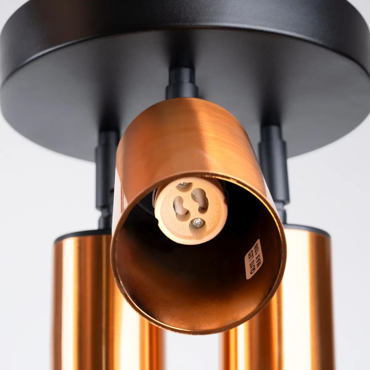 Plafondlamp Tube 3R – Zwart & Koper & Staal
