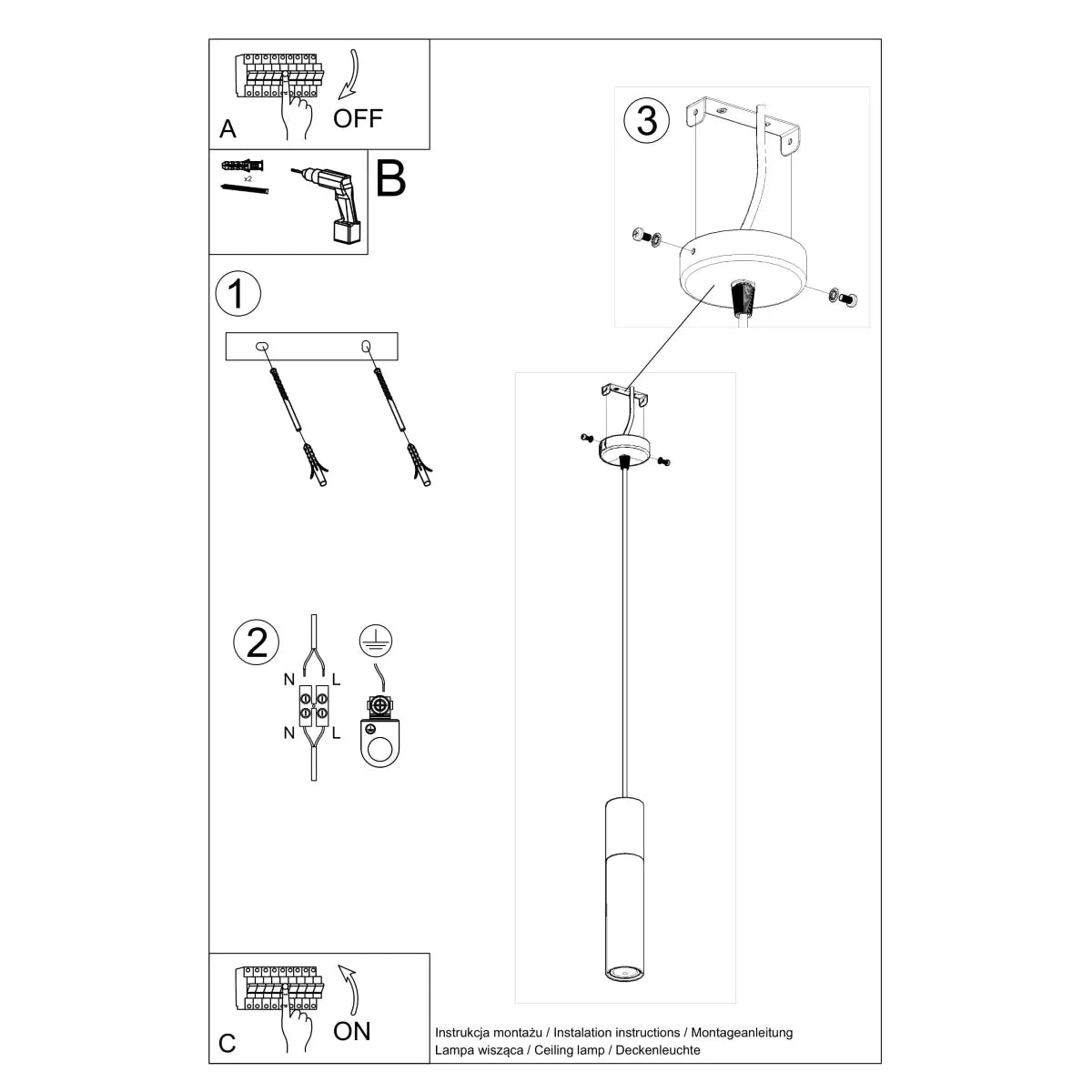 Hanglamp Tube Beton White – Wit & Grijs Beton