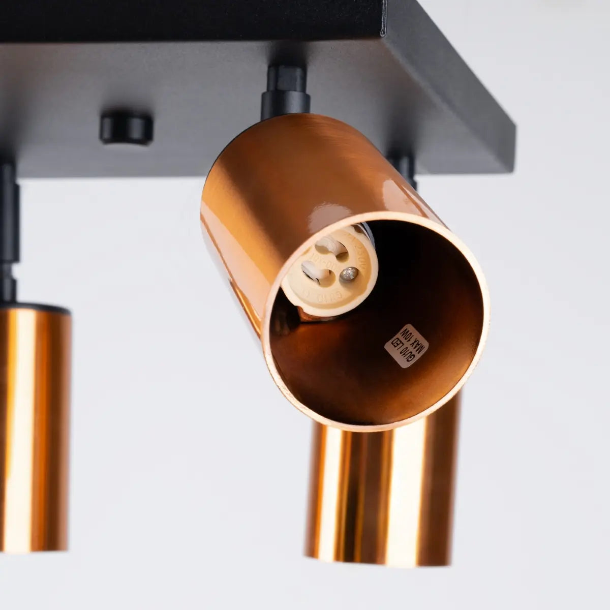 Plafondlamp Tube 4S – Zwart & Koper & Staal