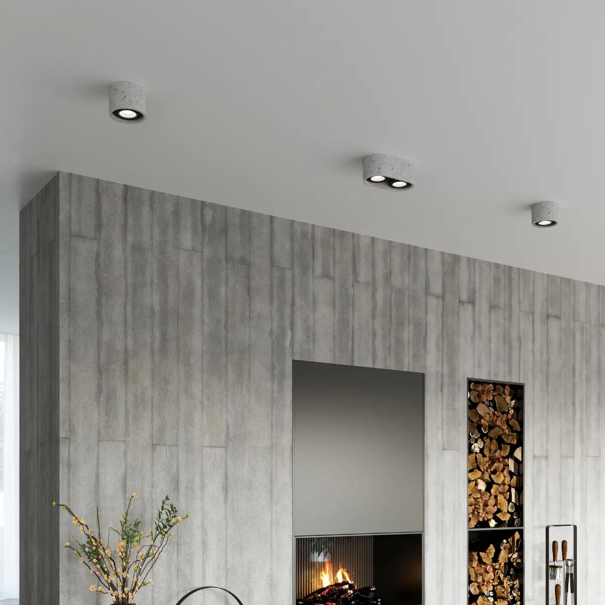 Deckenleuchte Rondo 3 Double – Grau & Beton