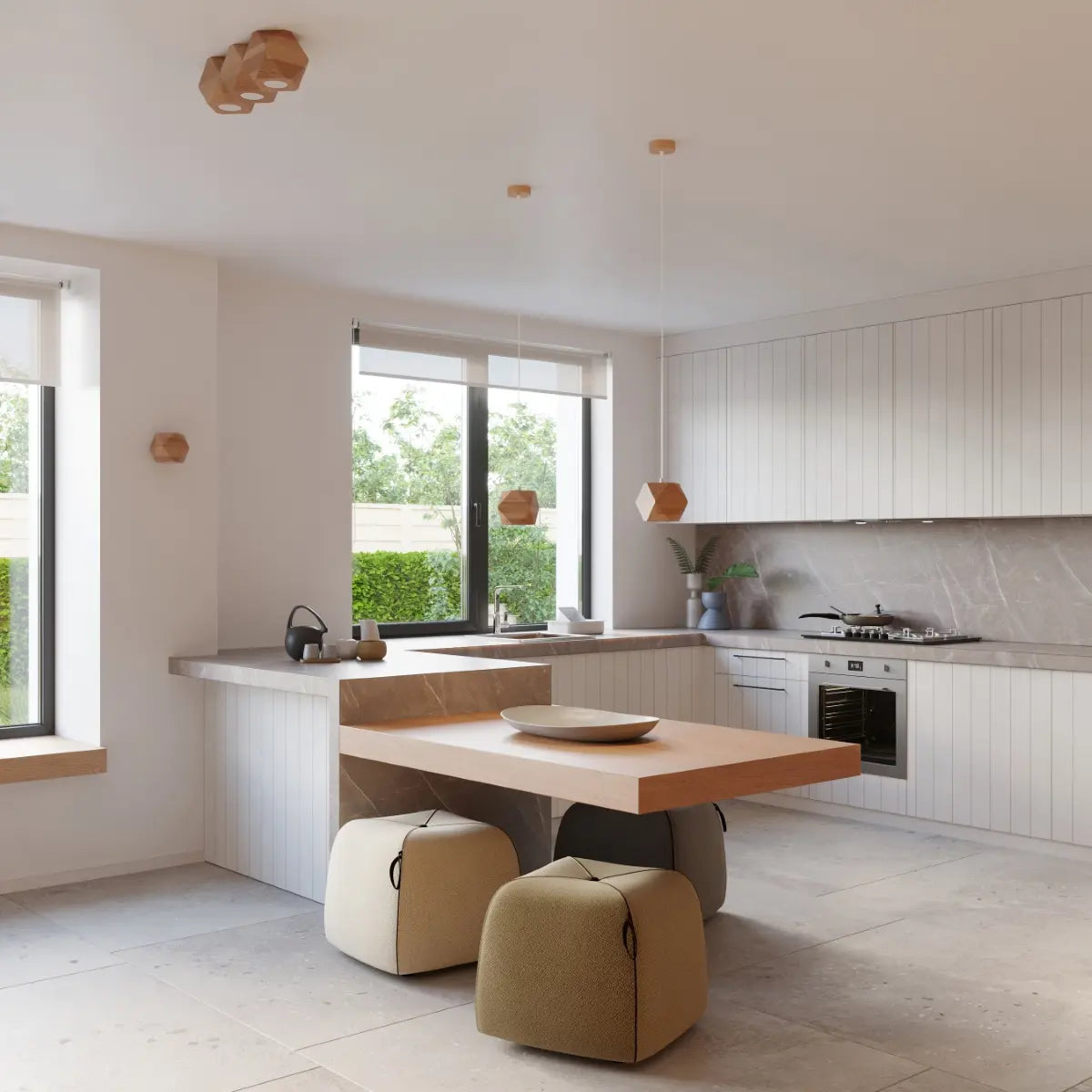 Wandleuchte Hexagon – Naturholz & Holz