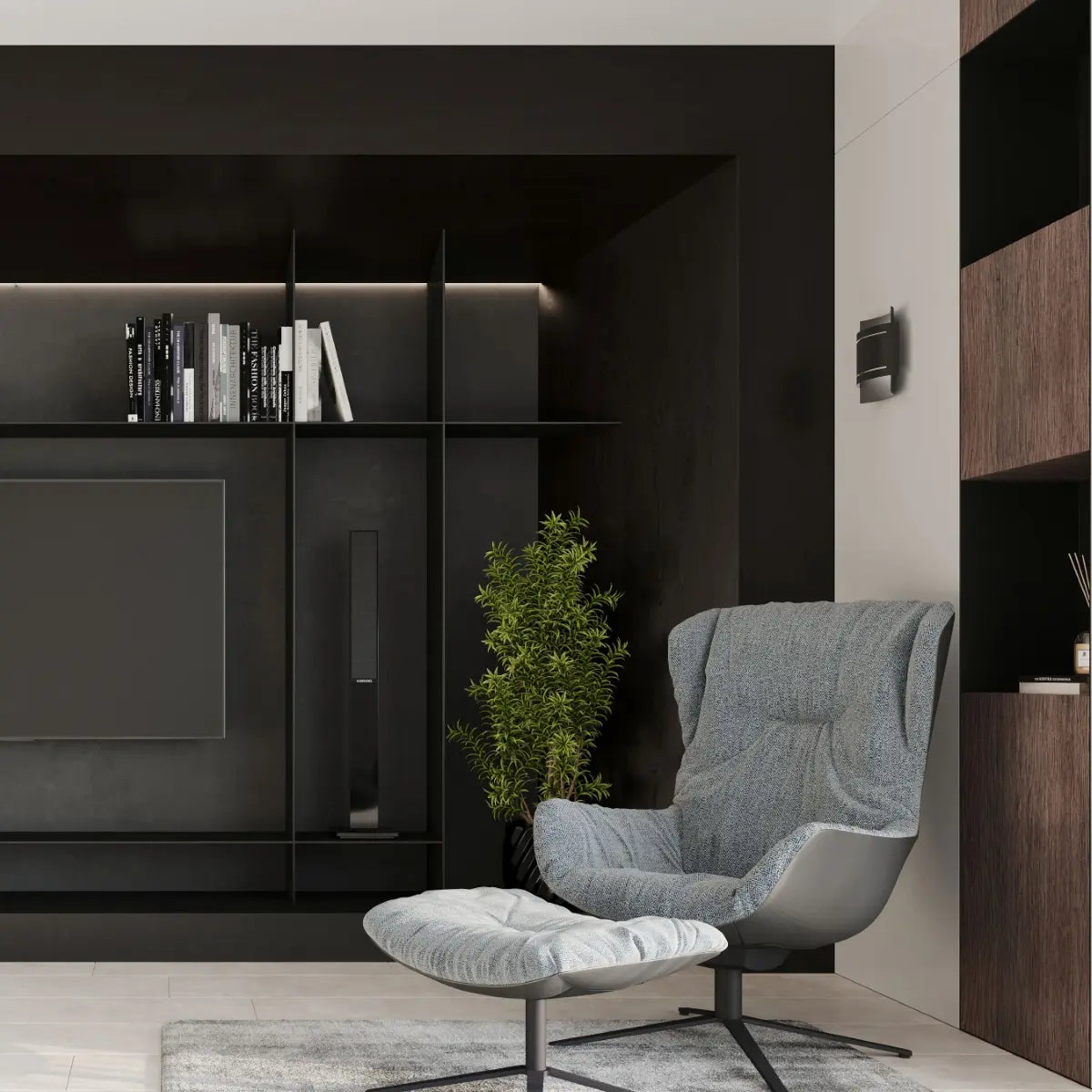 Wandleuchte Lux Line – Schwarz & Stahl