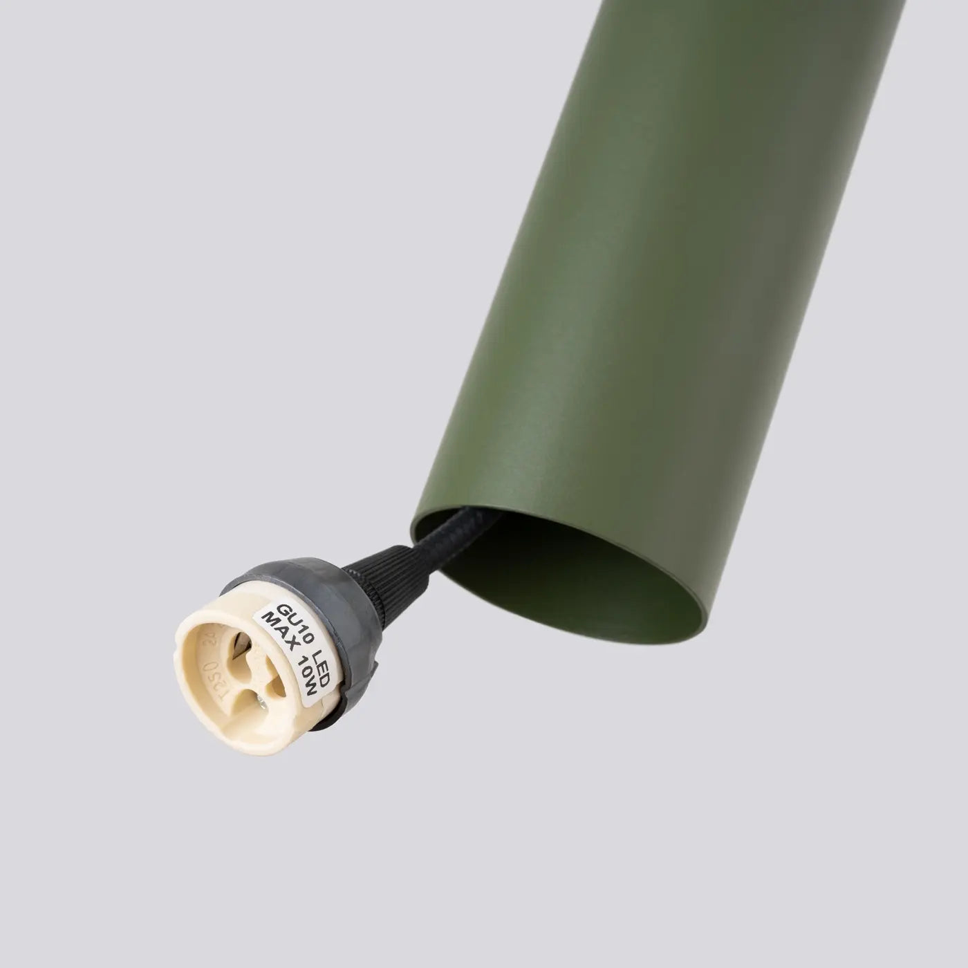 Pendelleuchte Tube 1 – Olivgrün & Stahl