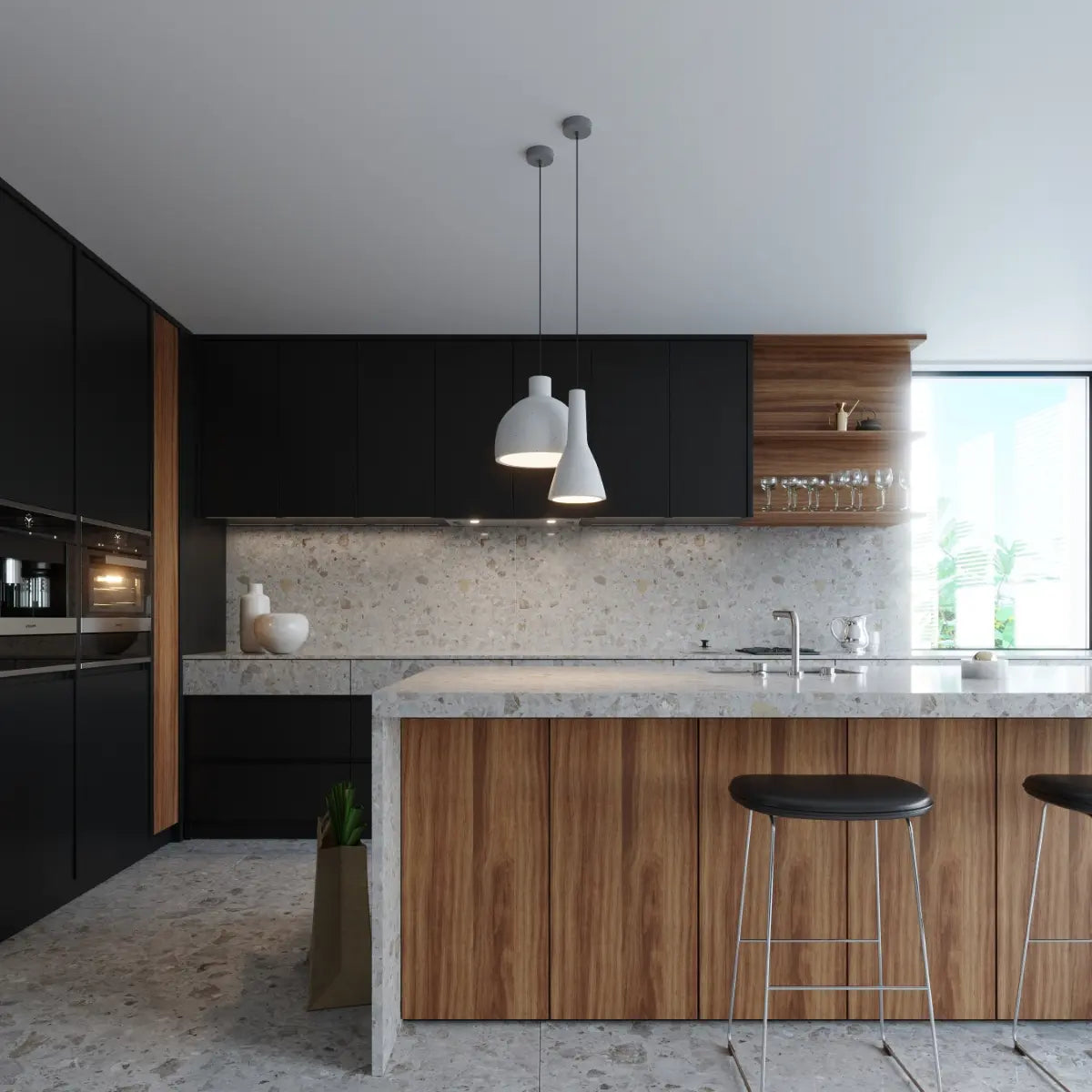 Pendelleuchte Stone Slim – Grauer Beton