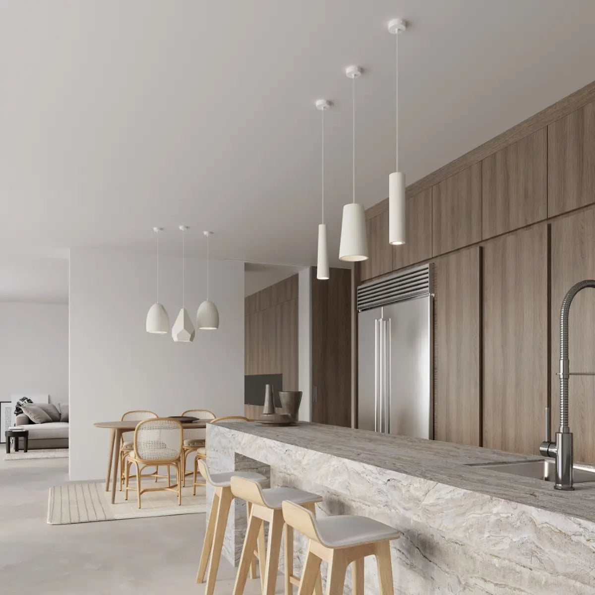 Pendelleuchte Tube – Weiß & Keramik