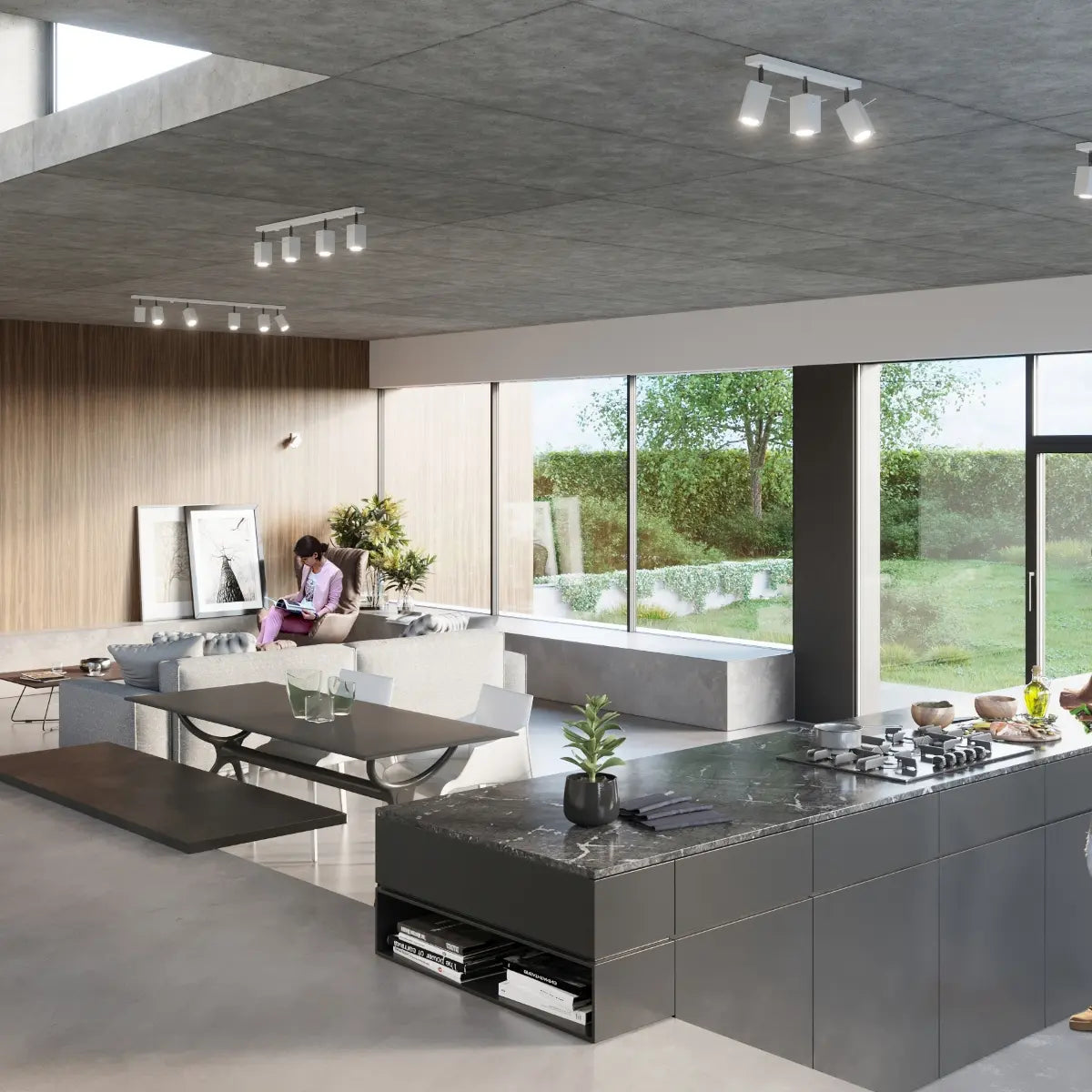 Deckenstrahler Square 2 – Weiß & Stahl