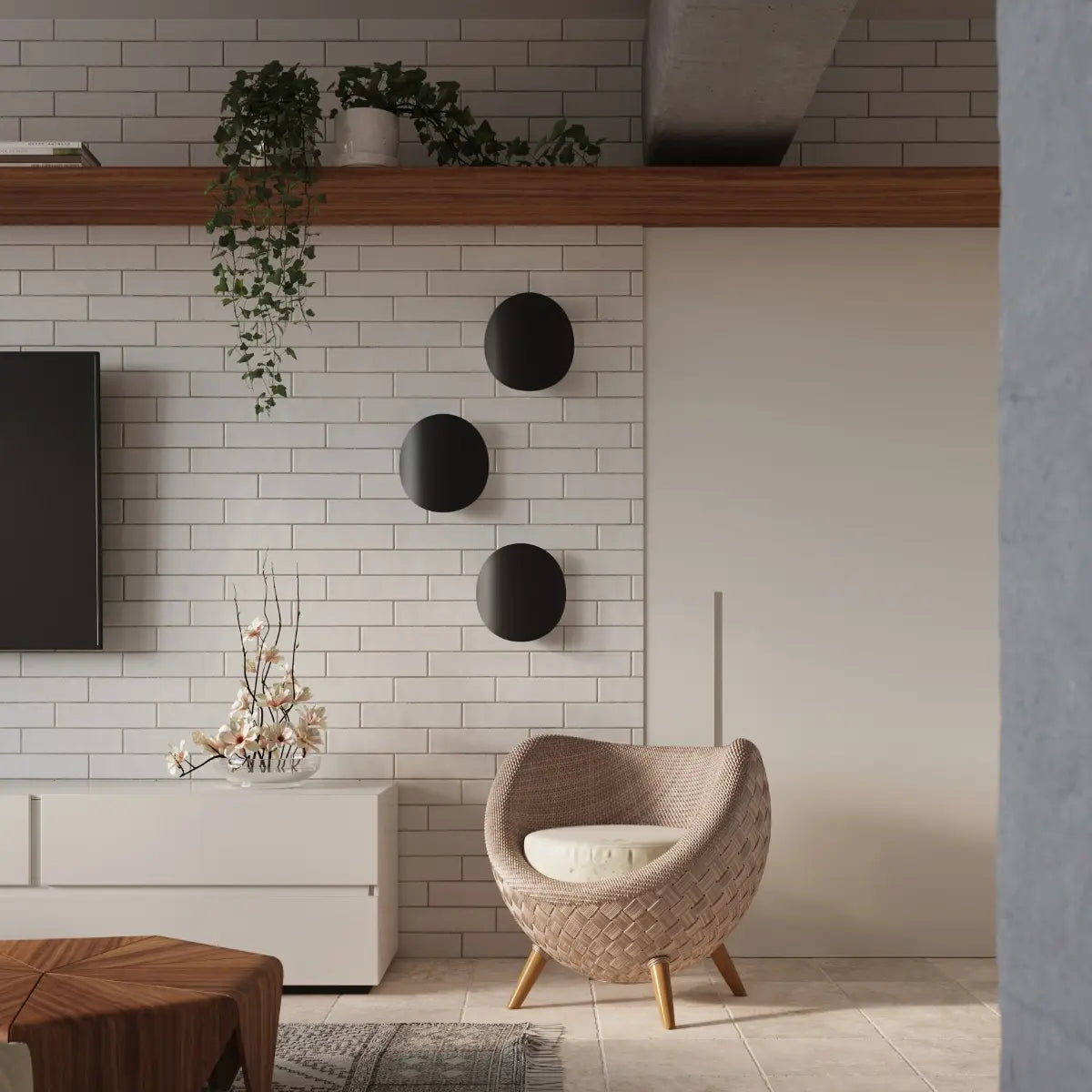 Wandleuchte Planet – Schwarz & Stahl