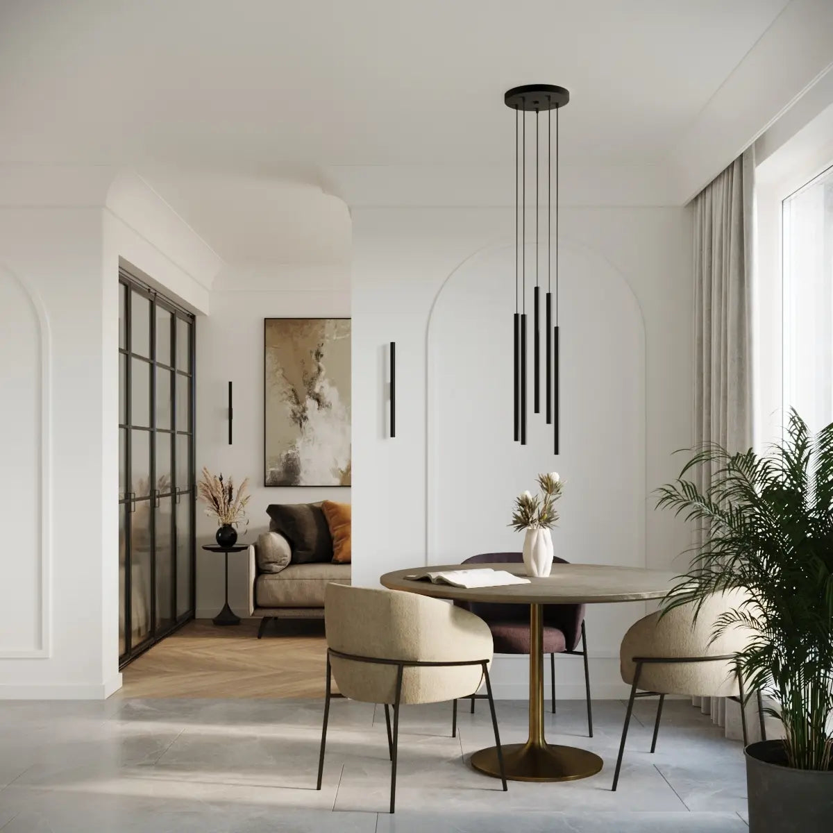 Wandleuchte Matita 50 – Schwarz & Stahl