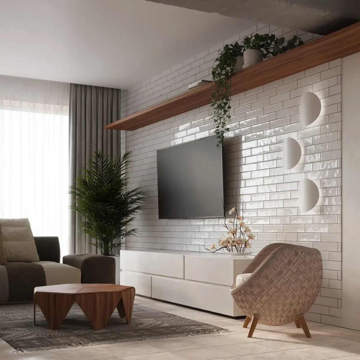 Wandleuchte Planet – Weiß & Stahl