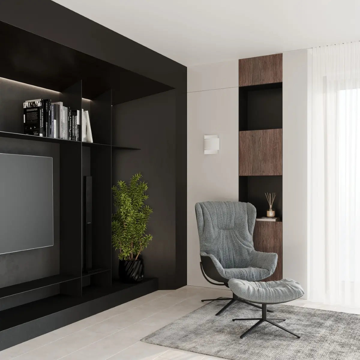 Wandleuchte Lux Line – Weiß & Stahl