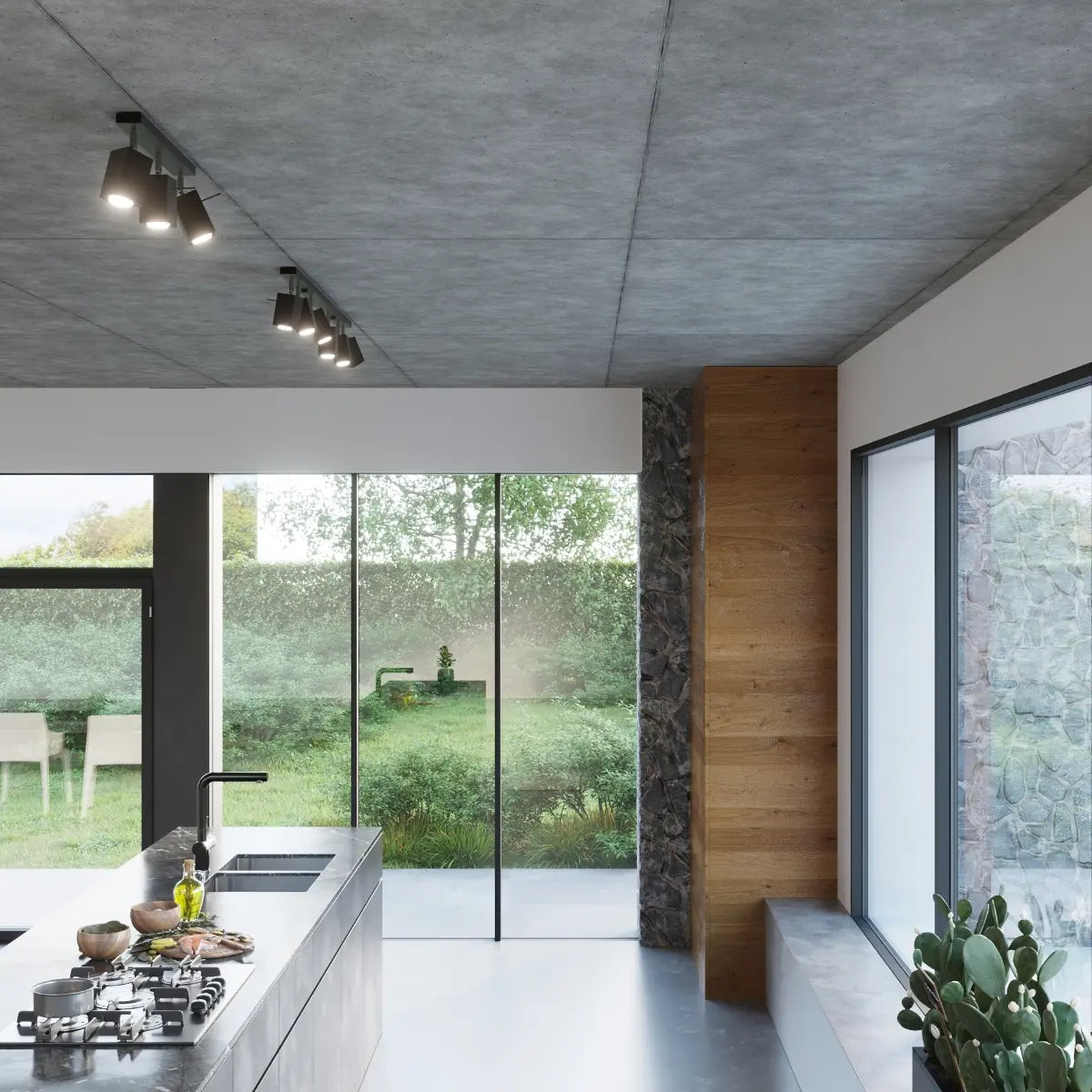 Plafondlamp Square 3 – Zwart & Staal