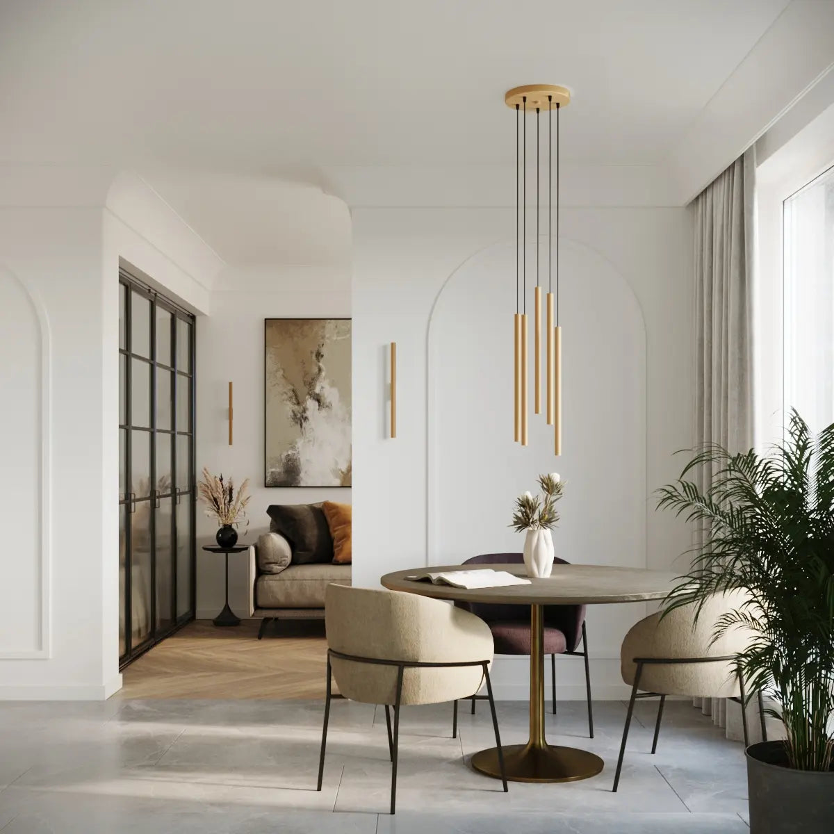 Wandleuchte Matita 50 – Gold & Stahl