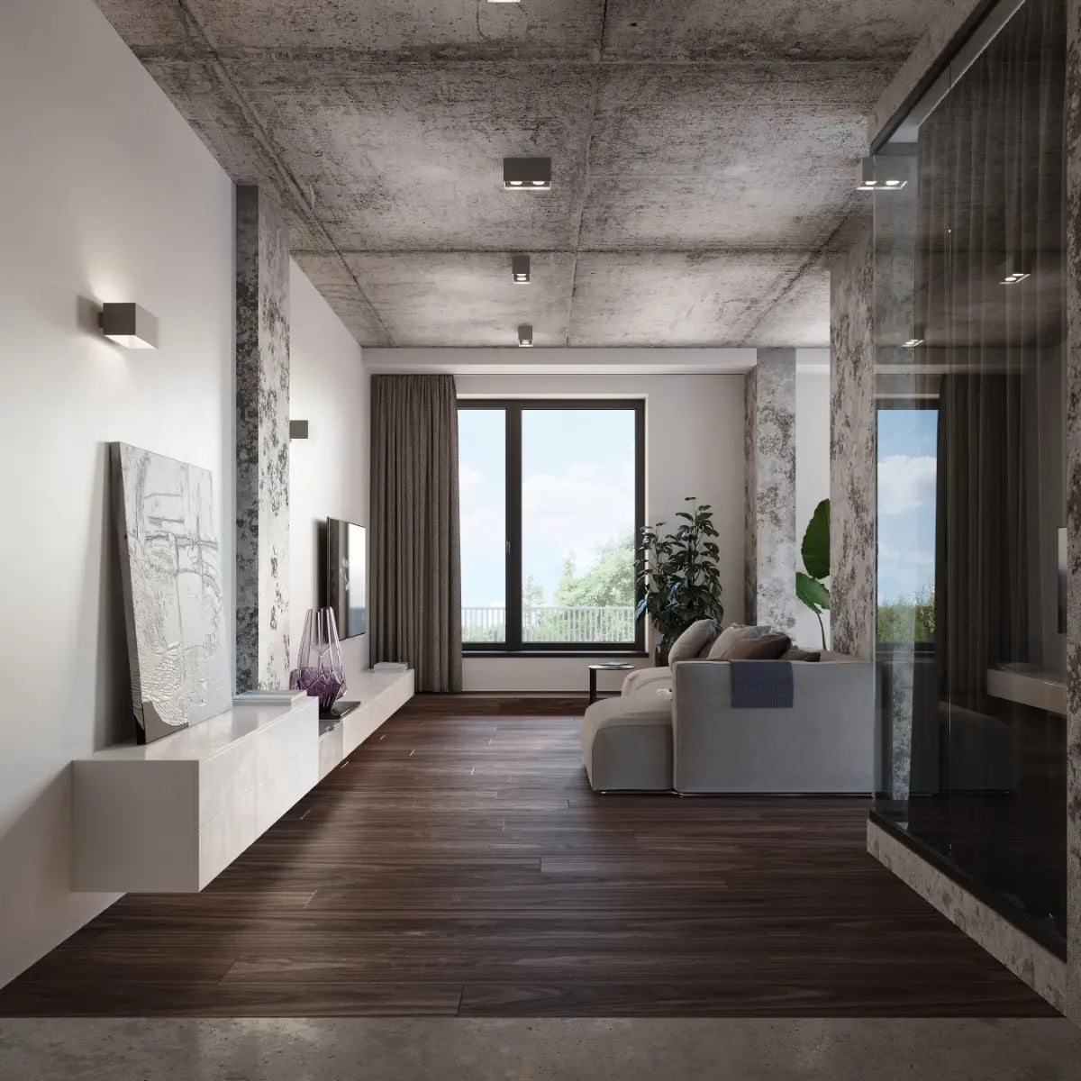 Deckenleuchte Square Box – Grau & Aluminium