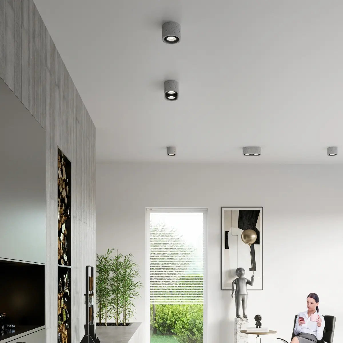 Deckenleuchte Rondo 3 Double – Grau & Beton
