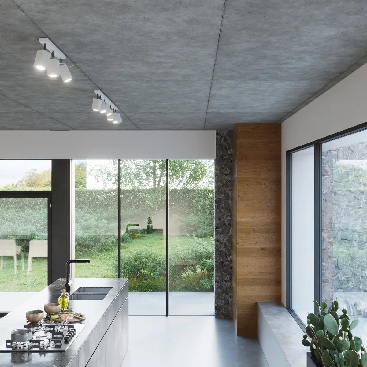 Deckenstrahler Square 2 – Weiß & Stahl