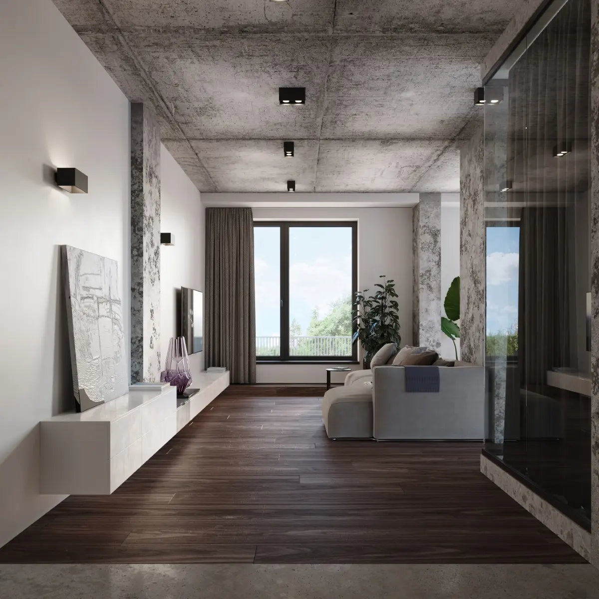 Deckenleuchte Square Box – Schwarz & Aluminium