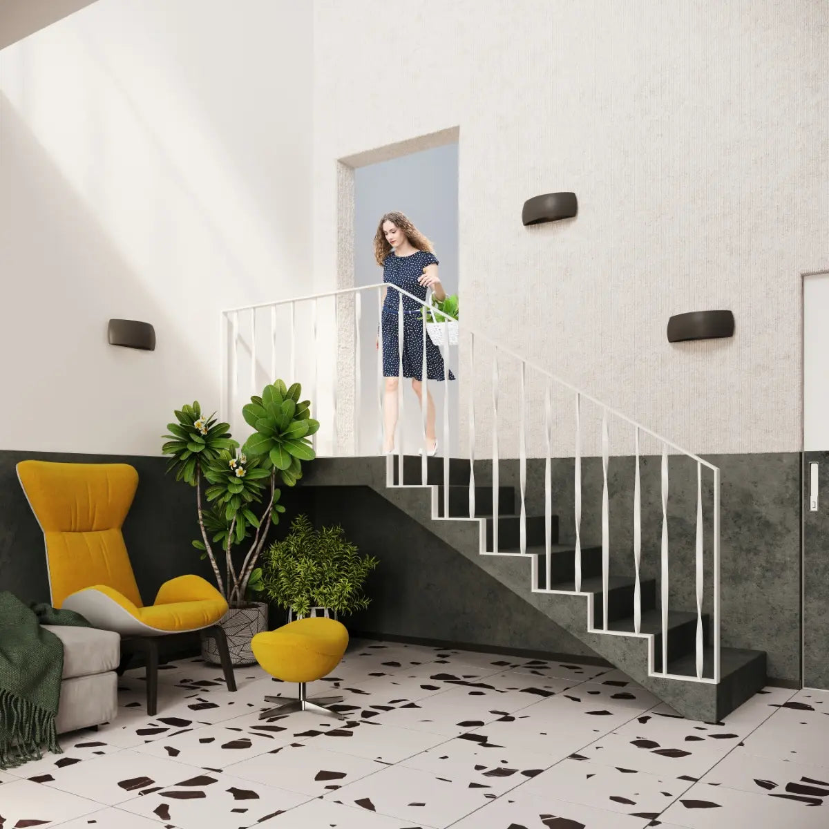 Wandleuchte UFO 5 – Schwarz & Keramik