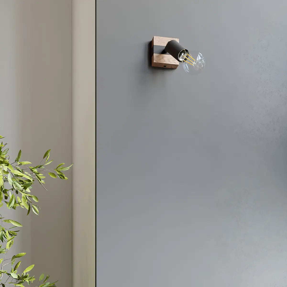 Wandleuchte Naked – Schwarz & Stahl & Holz