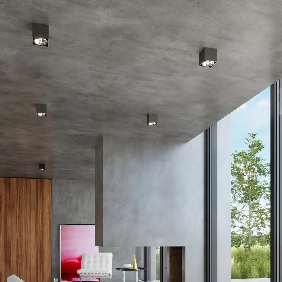 Plafondlamp Square Flash – Zwart & Aluminium