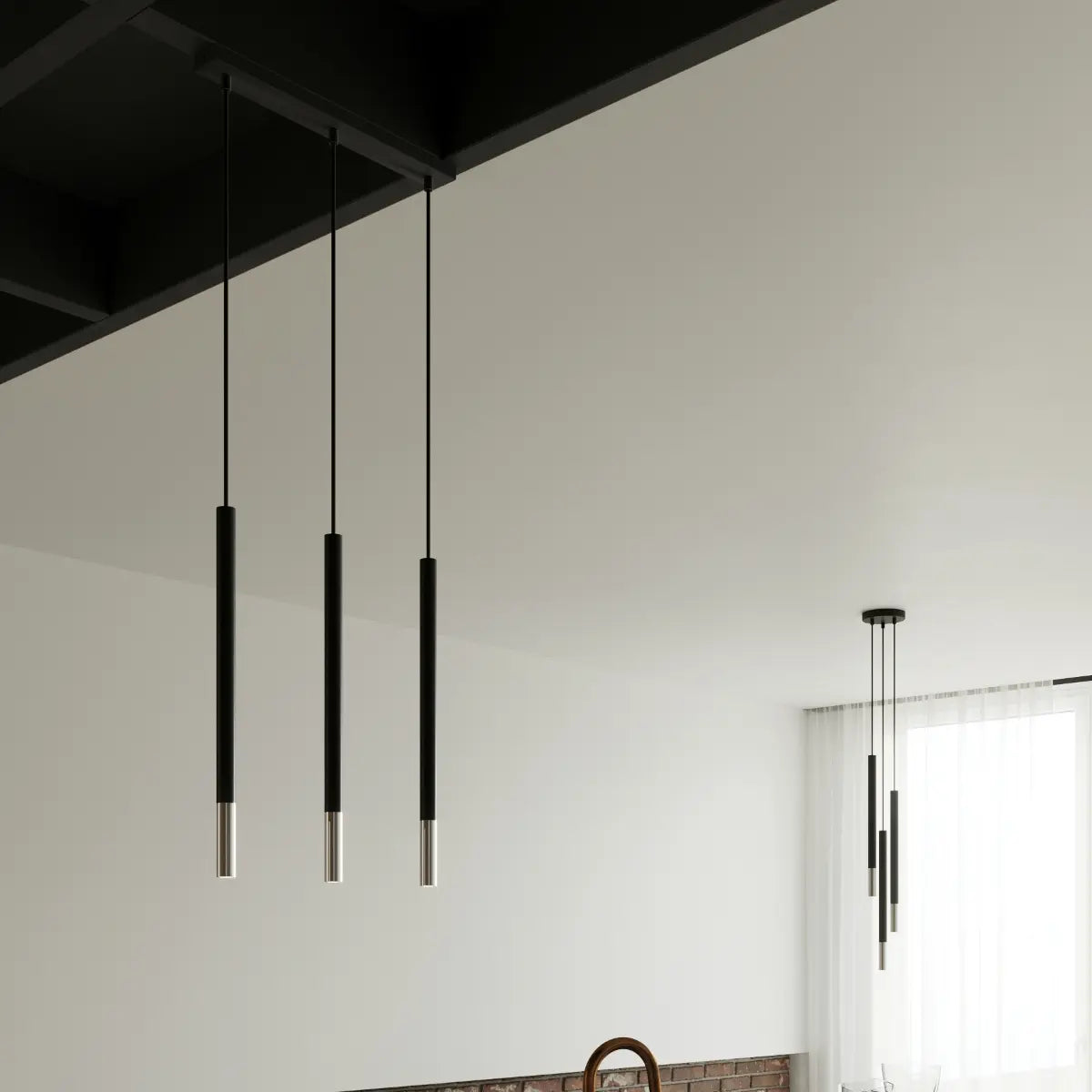 Hanglamp Matita 3 – Zwart & Chroom Staal