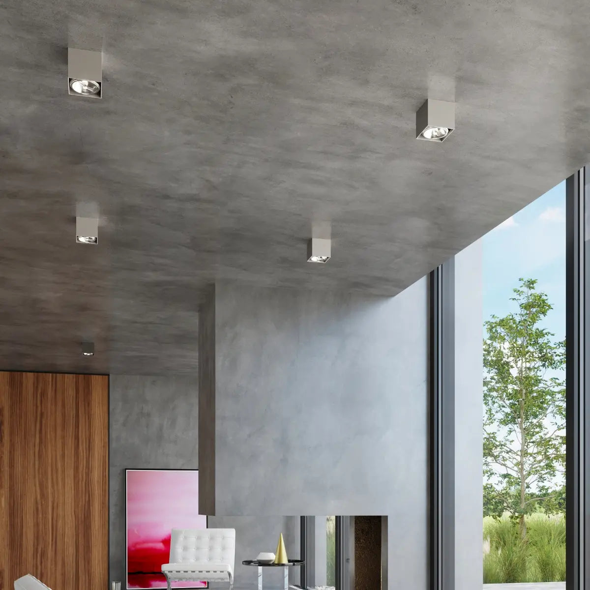 Deckenstrahler Square Flash – Grau & Aluminium