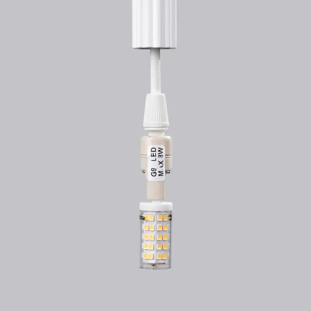 Pendelleuchte Candle 1 – Weiß & Stahl