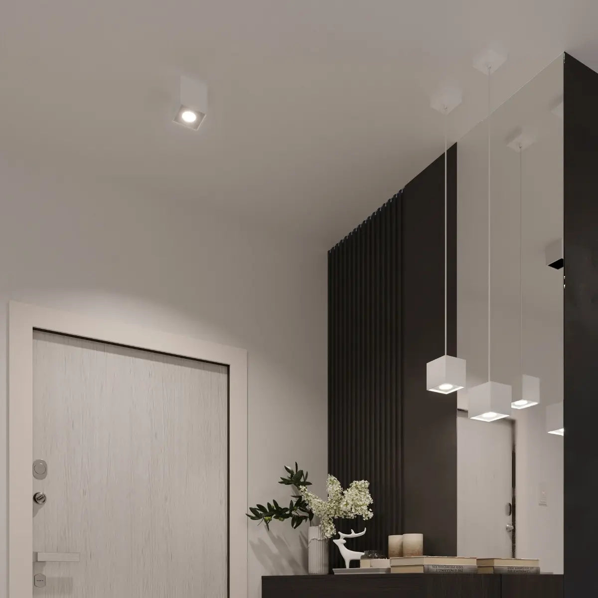 Wandlamp Square 1 – Wit Aluminium