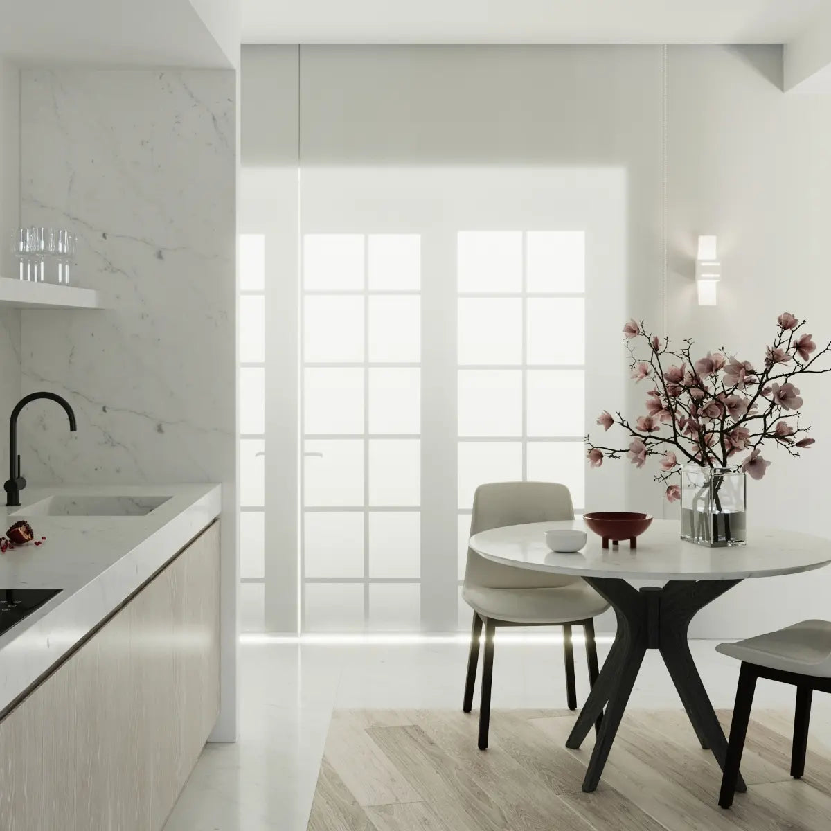 Wandleuchte Square Line 2 – Weiß & Aluminium