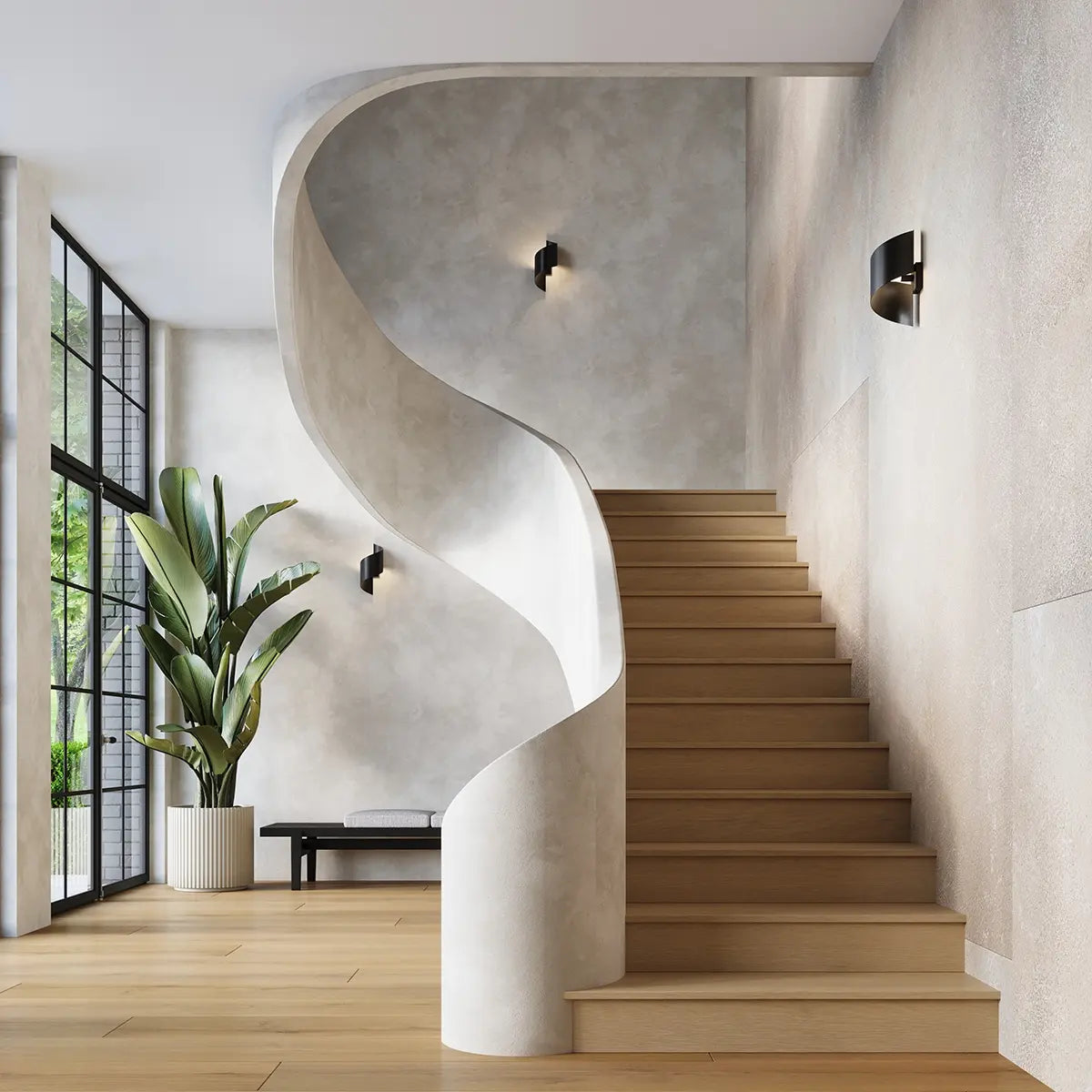 Wandleuchte Tornado – Schwarz & Stahl