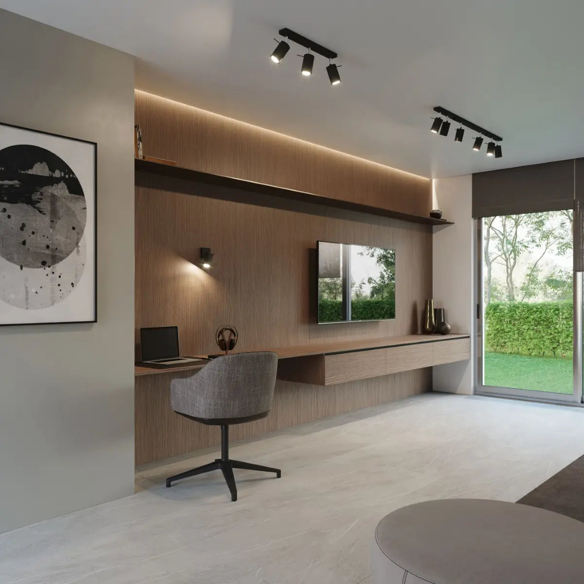 Deckenstrahler Rondo 2 – Schwarz & Stahl