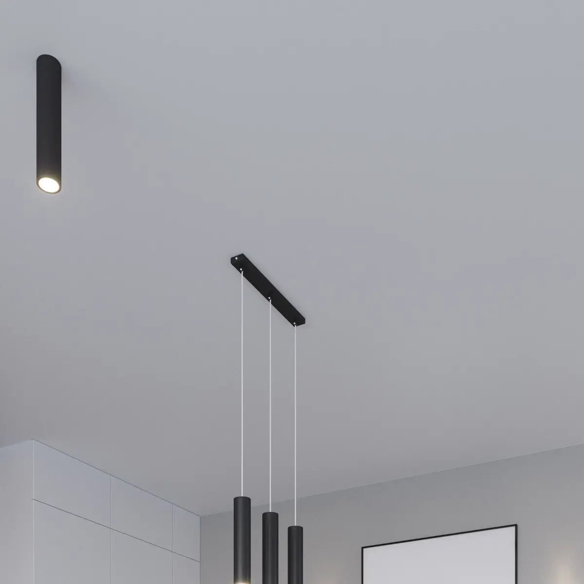 Hanglamp Tube Black 1 – Zwart & Staal