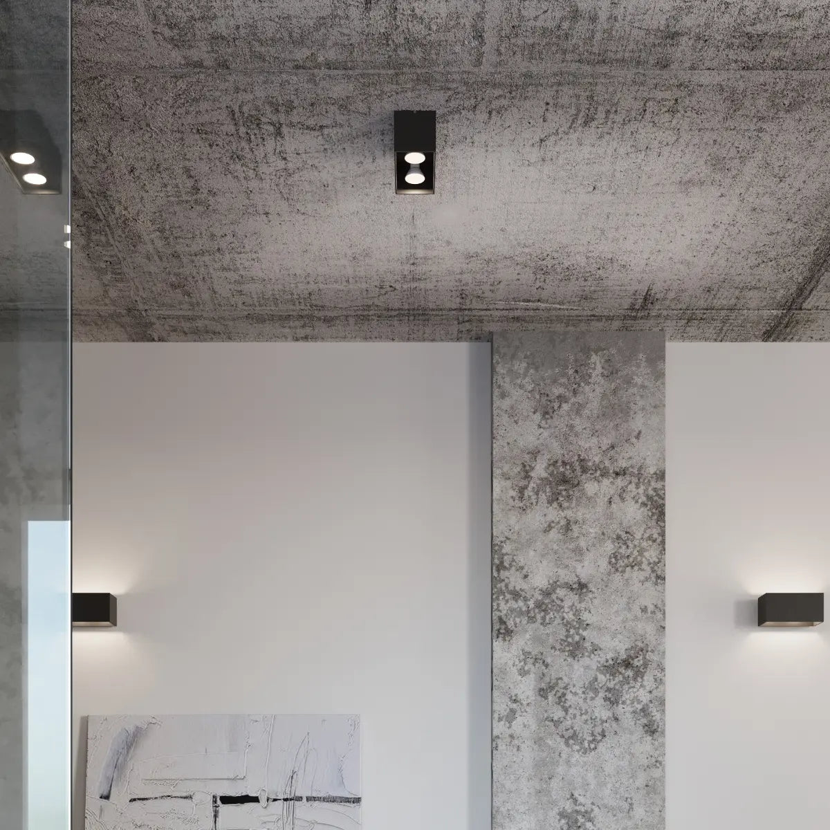 Plafondlamp Square Box – Zwart & Aluminium