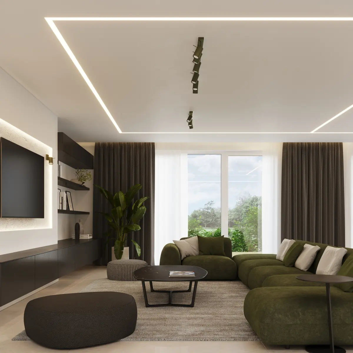 Wandleuchte Rondo – Olivgrün & Stahl