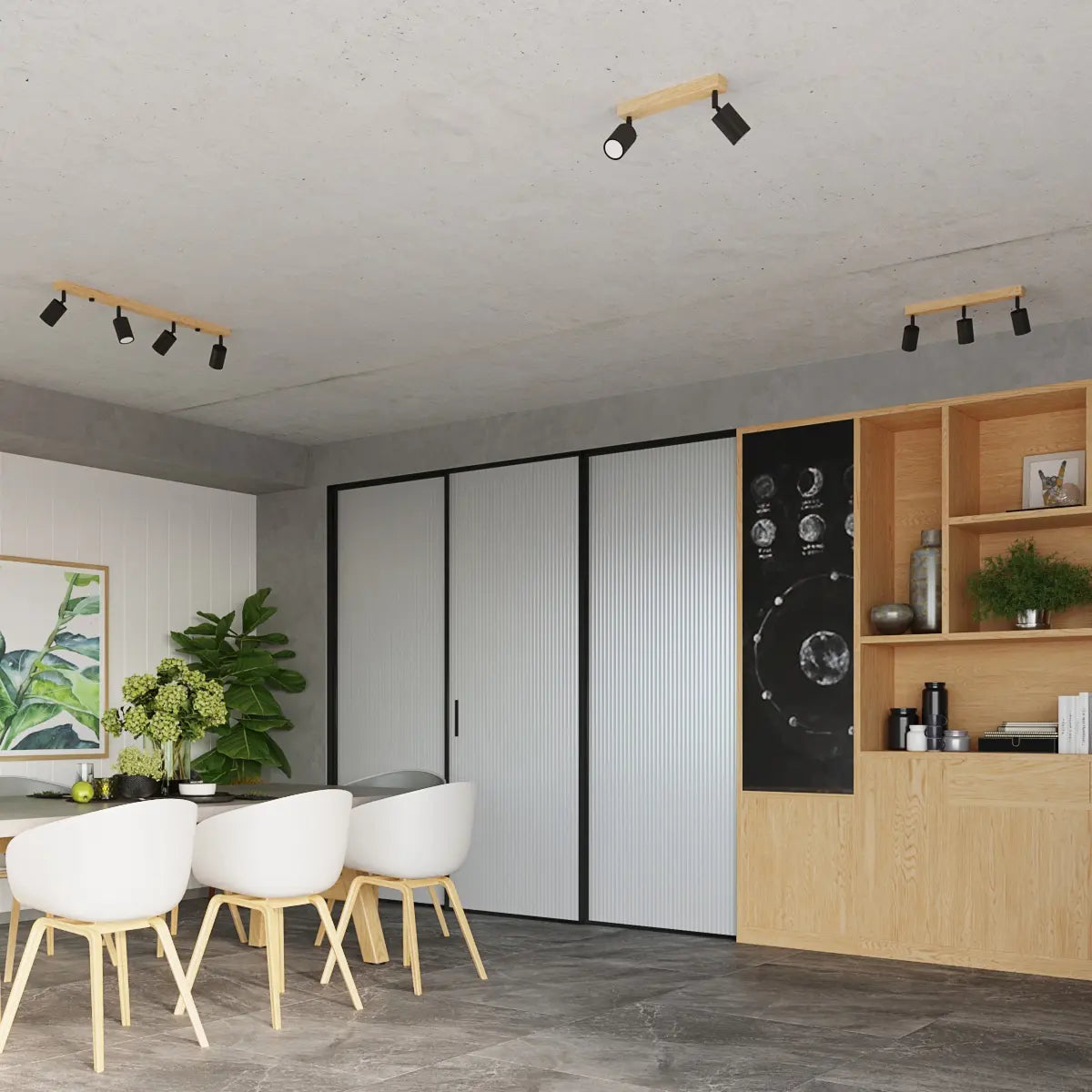 Deckenleuchte Rondo 3 – Schwarz & Stahl & Holz