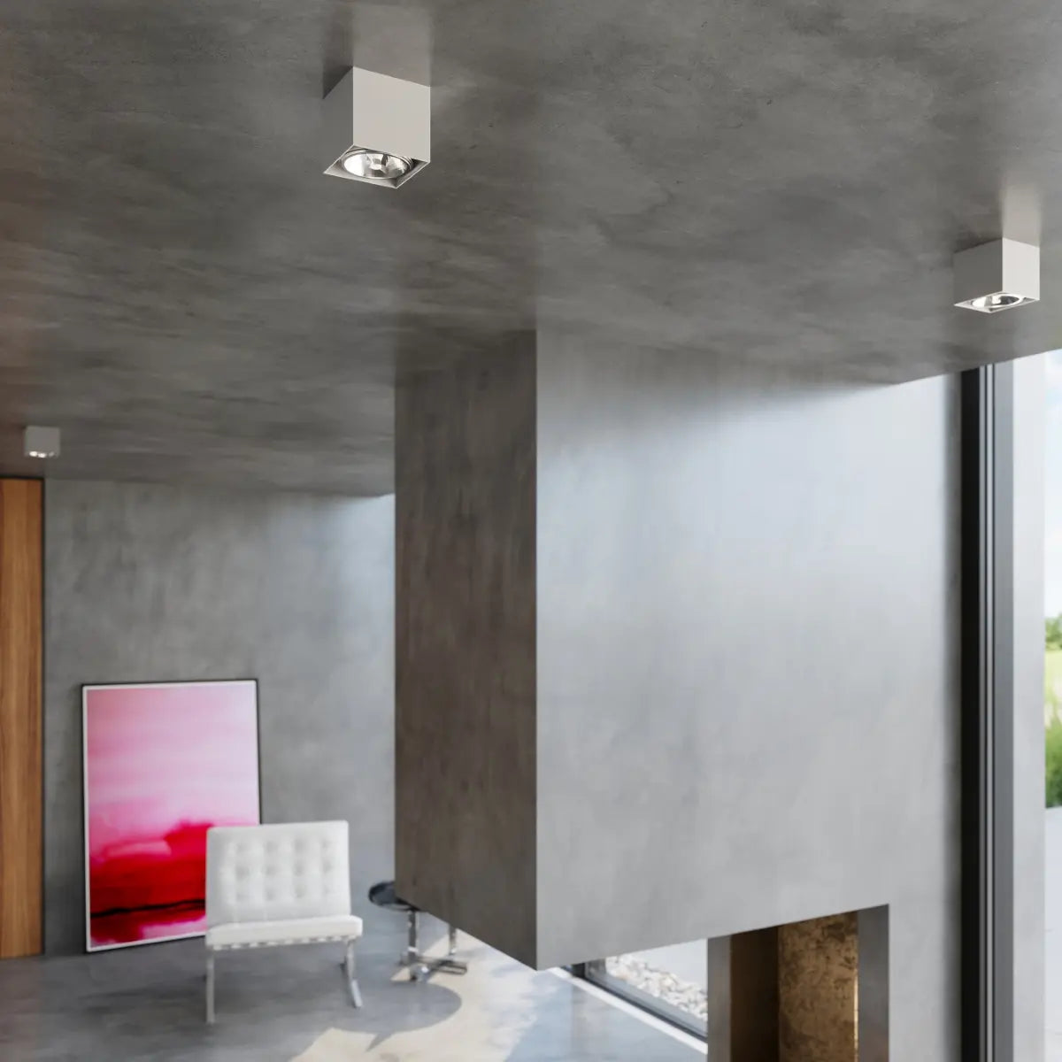 Deckenstrahler Square Flash – Grau & Aluminium