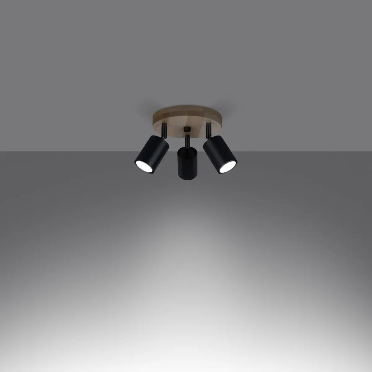 Deckenleuchte Rondo 3P – Schwarz & Stahl & Holz