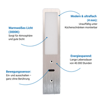 SMART LED Unterbauleuchte Küche – Aluminium (2er Pack)