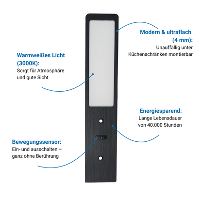 SMART LED Unterbauleuchte Küche – Schwarz (2er Pack) Warmweißes Licht
