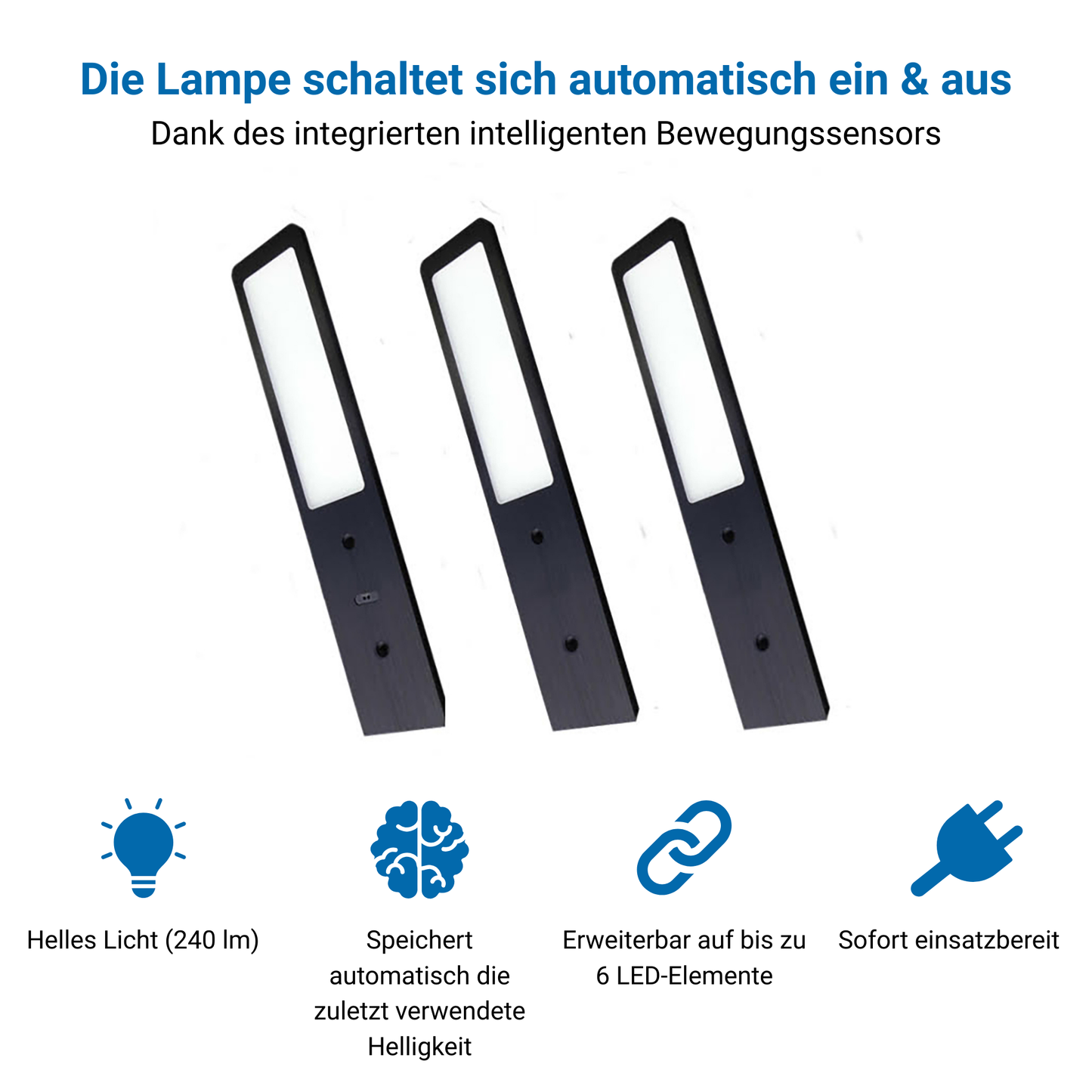 SMART LED Unterbauleuchte Küche – Aluminium (3er Pack)