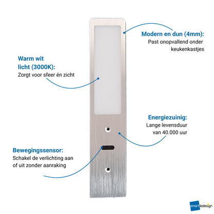 SMART LED Keukenverlichting Onderbouw - Aluminium (3 PACK) Warm wit licht