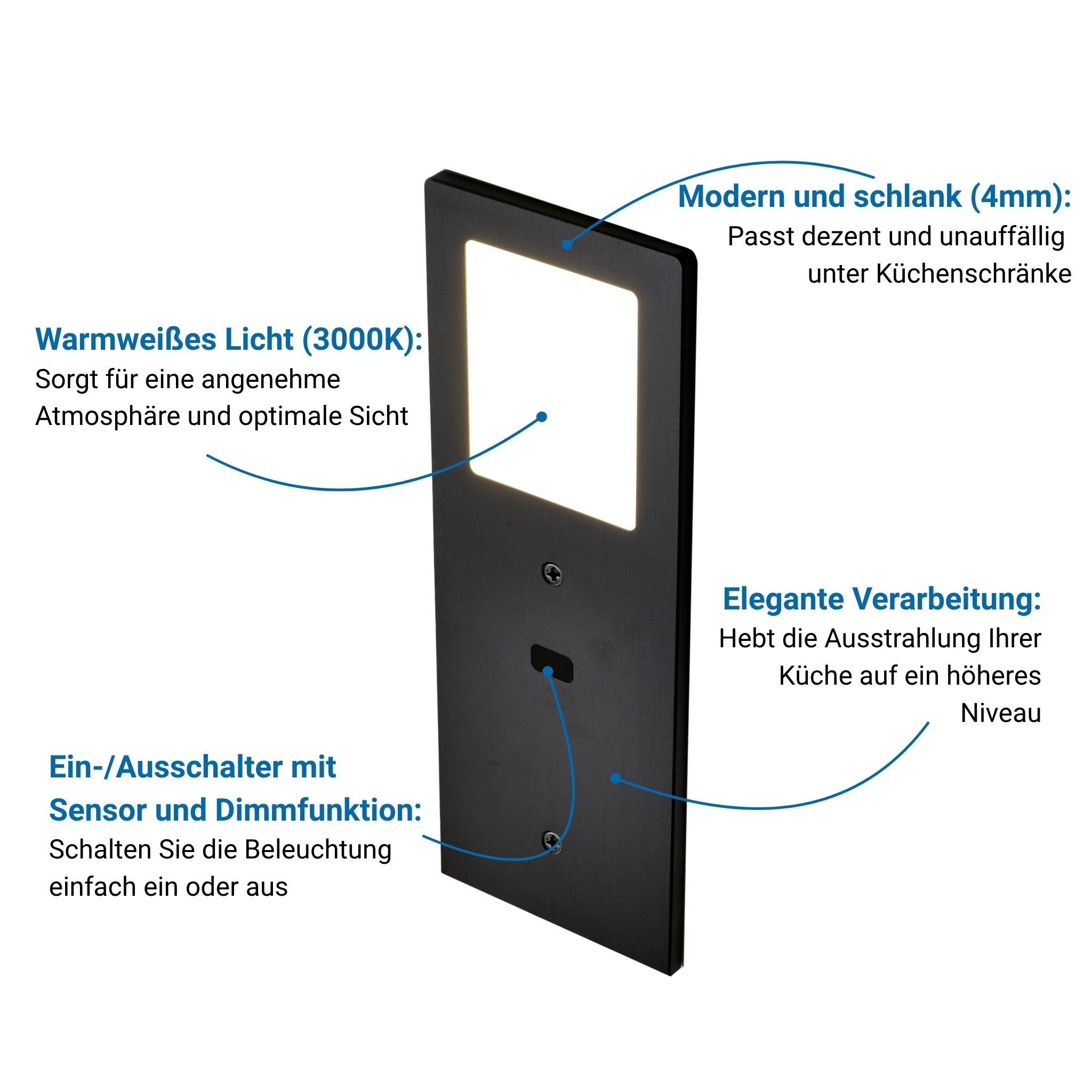 XL3000 Küchenbeleuchtung Unterbau – Schwarz (3er-PACK) Warmweißes Licht