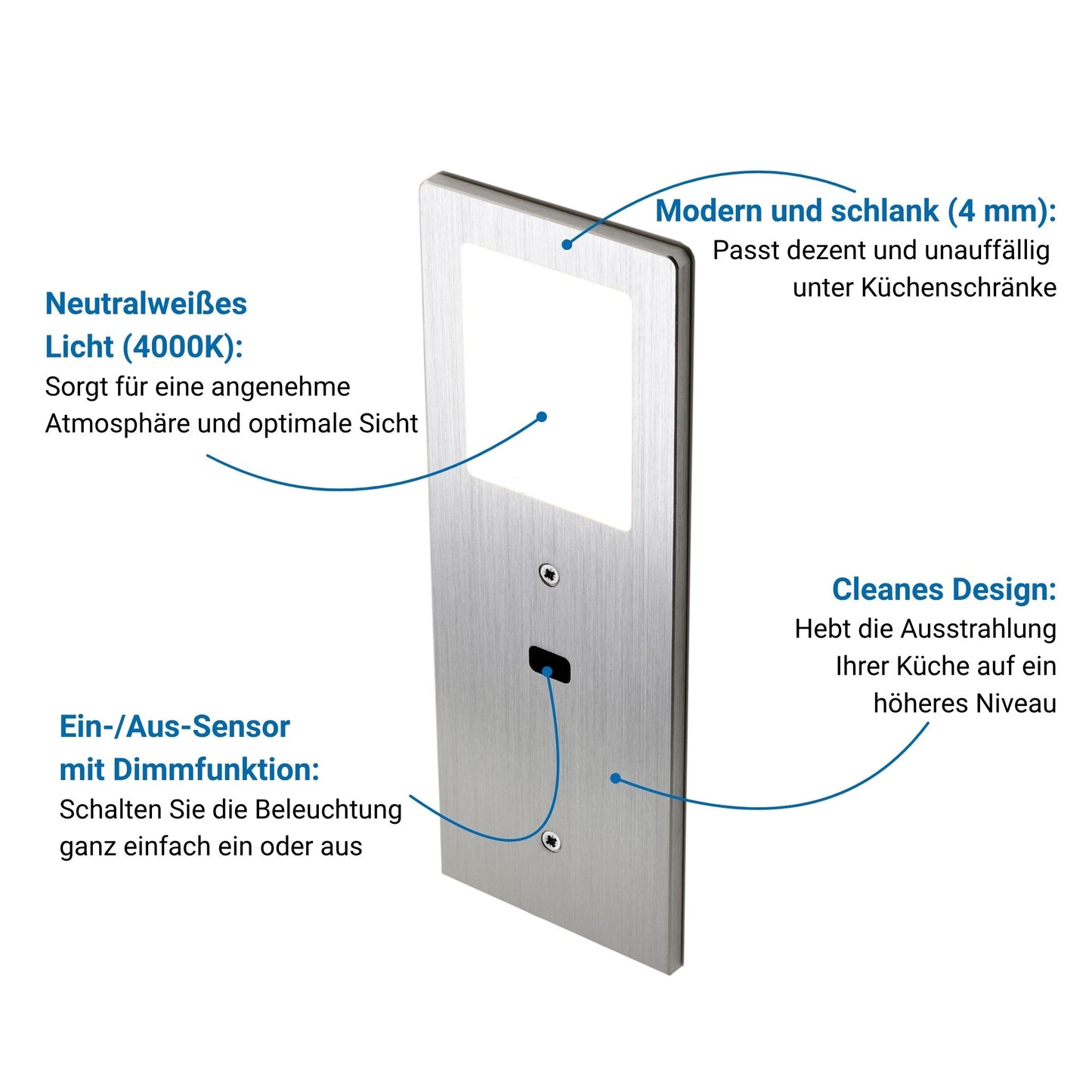 XL4000 Unterbauleuchte Küche – Silber (3er-PACK) Neutralweißes Licht