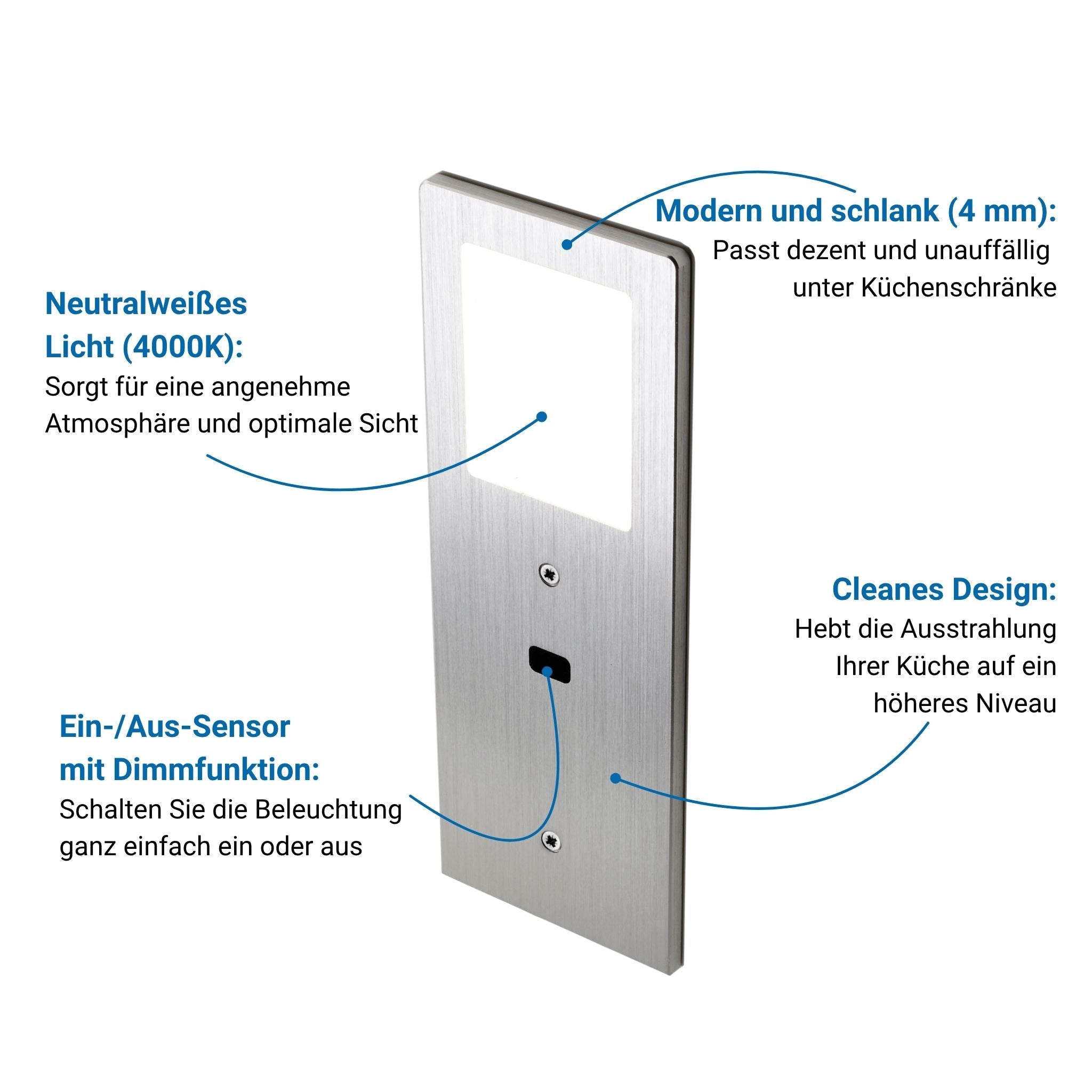 XL4000 Unterbauleuchte Küche – Silber (3er-PACK) Neutralweißes Licht