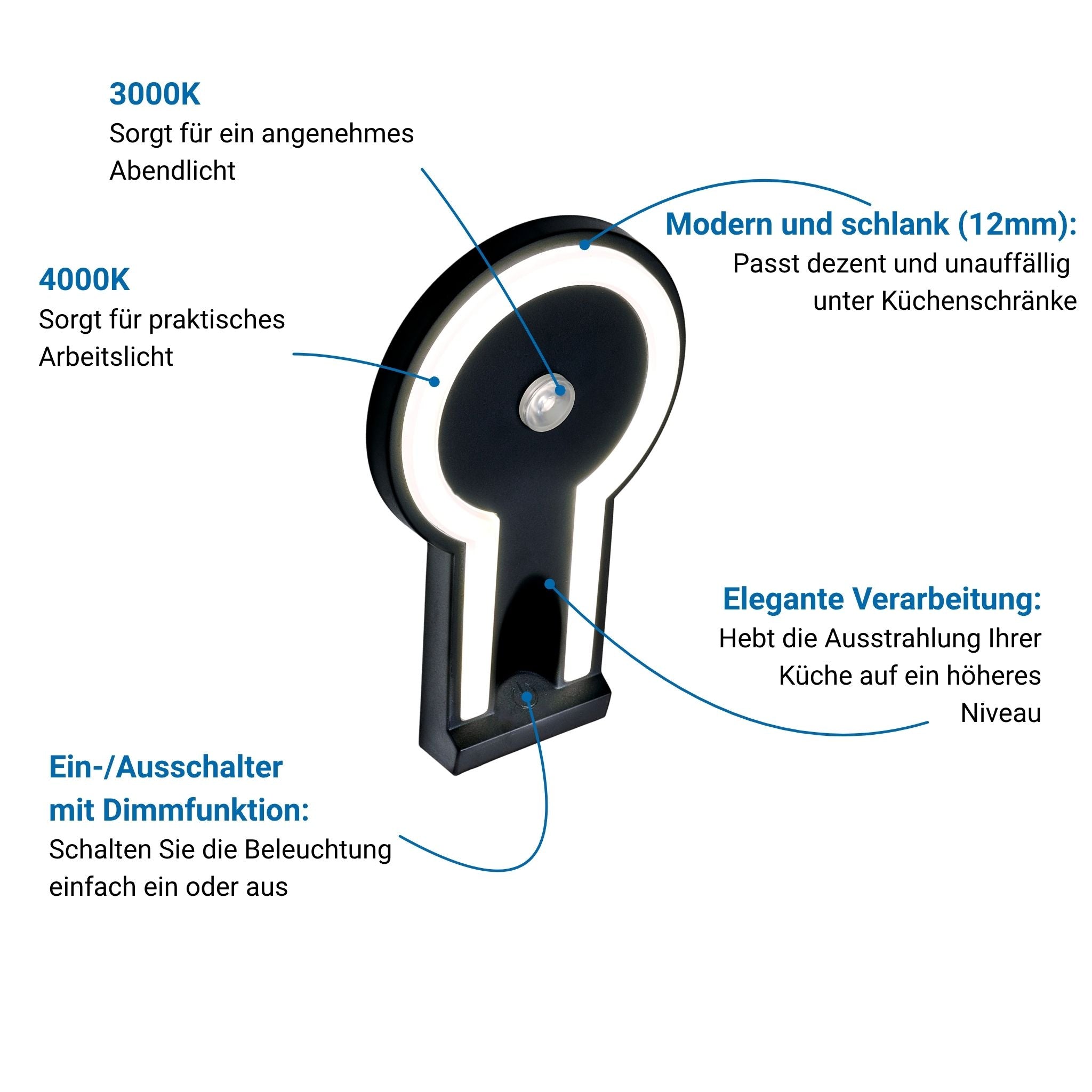 2-TONE Küchenbeleuchtung Unterbau – Schwarz (4er-PACK)