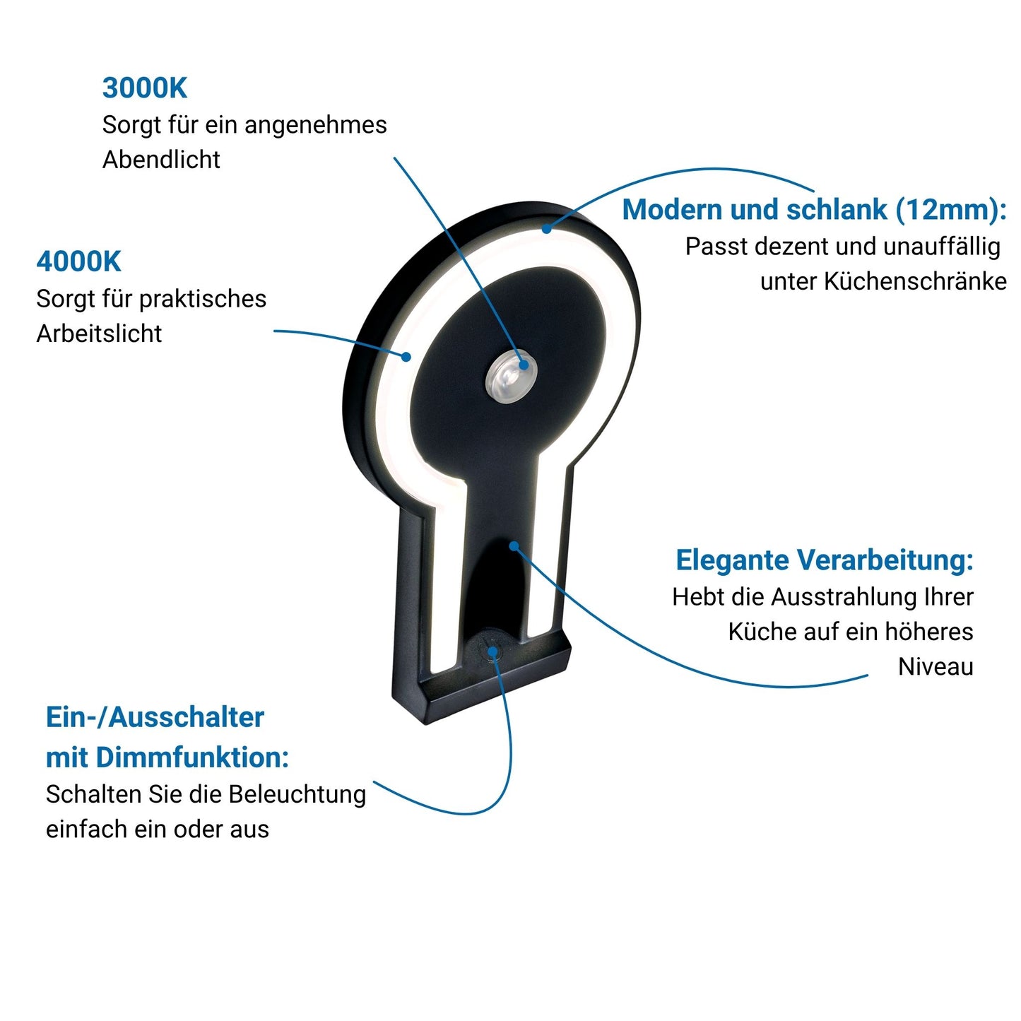 2-TONE Küchenbeleuchtung Unterbau – Schwarz (3er-PACK)