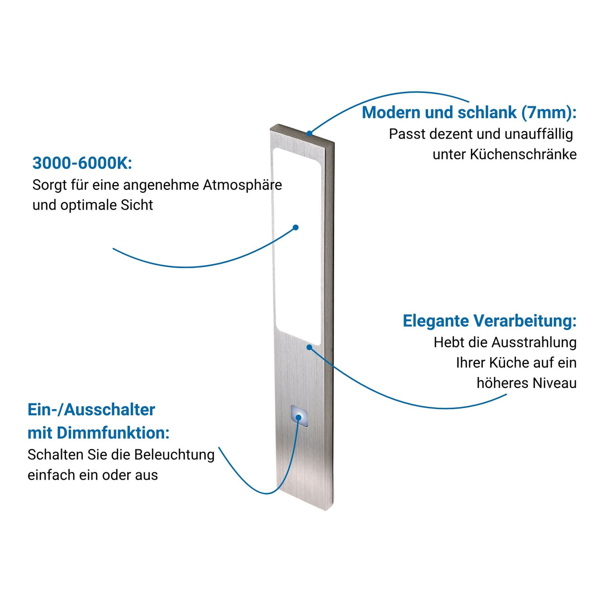 STYLE Küchenbeleuchtung Unterbau – Silber (5er-PACK) Einstellbare Lichtfarbe
